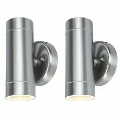 Uberhaus 2-Light Outdoor Wall Sconce - Stainless Steel - 2-Pack