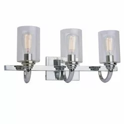Wall Fixture - 3 Lights - Clear Glass - Chrome