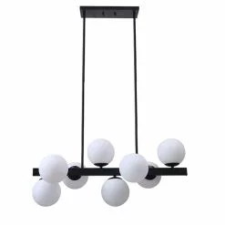 Pendant Light - 8 Lights - 32" x 14.5" - Glass - Matte Black