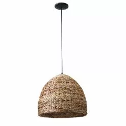 Dome 1-Light Pendant Light - 18" x 16" - Metal/Bamboo