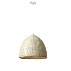 Dome Pendant - 1 Light - Metal/Bamboo
