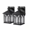 Project Source Outdoor Wall Lantern - 11.7-in - Black Metal and Hammered Glass - Set of 2 -Project Source Shop 08385091 L