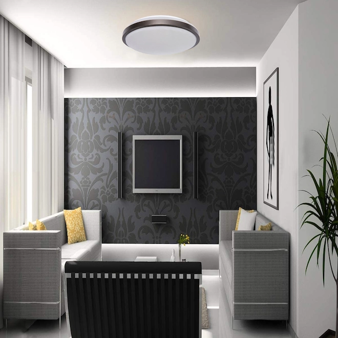 Project Source Round Flush Mount Ceiling Fixtures - LED - 12-in - Metal/Acrylic - Oil Rubbed Bronze - Pack of 2 4 Project Source Round Flush Mount Ceiling Fixtures - LED - 12-in - Metal/Acrylic - Oil Rubbed Bronze - Pack of 2 - Image 2