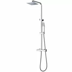 Shower Column - Adjustable Height - Square Head - Chrome