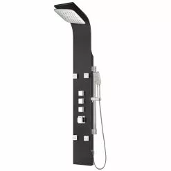 Project Source Thermostatic Shower Panel - Black Finish - Rectangular Head - Stainless Steel and Brass