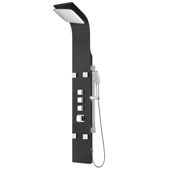 Project Source Thermostatic Shower Panel - Black Finish - Rectangular Head - Stainless Steel and Brass 3 Project Source Thermostatic Shower Panel - Black Finish - Rectangular Head - Stainless Steel and Brass