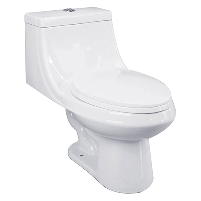 Project Source Elongated Toilet - 1-Piece - Vitreous China - 3.8-L/6-L 3 Project Source Elongated Toilet - 1-Piece - Vitreous China - 3.8-L/6-L