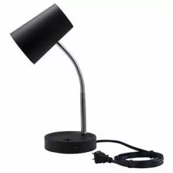 Project Source Desk Lamp with USB Port - LED - 4.5 W - Plastic - Black