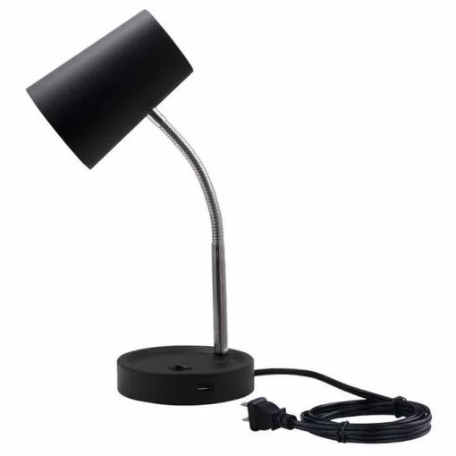 Project Source Desk Lamp with USB Port - LED - 4.5 W - Plastic - Black -Project Source Shop 30775022 L