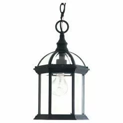 Project Source Geometric Suspended Lantern - Clear Glass and Aluminum - Matte Black