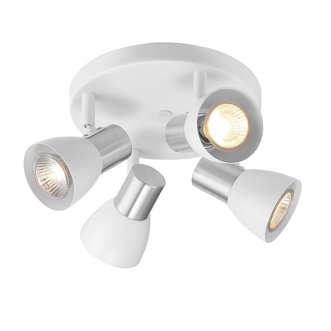 Ceiling Light - 4 Lights- Metal/Glass - White/Brushed Nickel 3 Ceiling Light - 4 Lights- Metal/Glass - White/Brushed Nickel