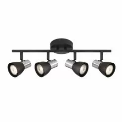 Track Light- 4 Lights - GU10/GZ10- Metal/Glass - Black/Nickel