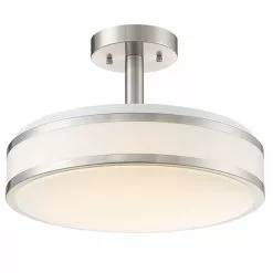 Project Source LED Semi-Flushmount Ceiling Light - 13-in - Metal/Acrylic - Brushed Nickel