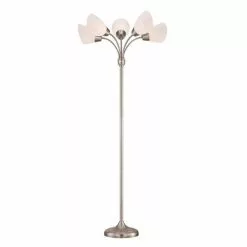 Project Source Satin Nickel Floor Lamp - 5 Gooseneck Arms - 66.37-in