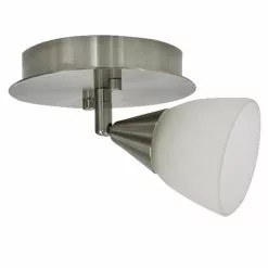Flushmount - 1 Light - Steel/Glass - White/Brushed Nickel