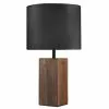 Project Source Table Lamp with Fabric and Wood - 24-in x 15-in - Black and Brown -Project Source Shop 45095001 L
