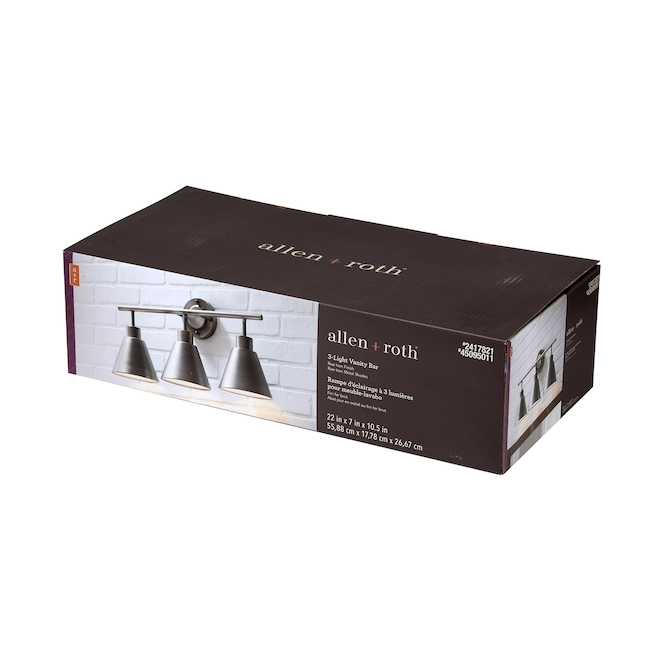 Project Source 3-Light Bathroom Wall Sconce - 22-in - Metal - Iron 6 Project Source 3-Light Bathroom Wall Sconce - 22-in - Metal - Iron - Image 4