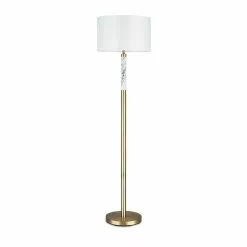 Project Source Floor Lamp with Marble Accent - 62-in - Metal - Antique Brass