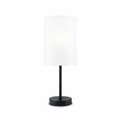 Project Source Table Lamp - 18-in - Rice Paper and Plastic - Matte Black and White