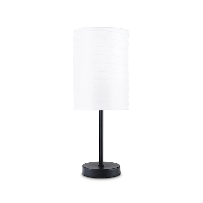 Project Source Table Lamp - 18-in - Rice Paper and Plastic - Matte Black and White 4 Project Source Table Lamp - 18-in - Rice Paper and Plastic - Matte Black and White - Image 2