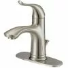 Project Source Qino Bathroom Faucet with Deck Plate and Drain - Brushed Nickel 2 Project Source Qino Bathroom Faucet with Deck Plate and Drain - Brushed Nickel -Project Source Shop 80375096 L