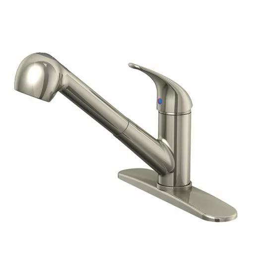 Pull-Out Kitchen Faucet - Single-Lever - Brushed Nickel -Project Source Shop 80375148 L