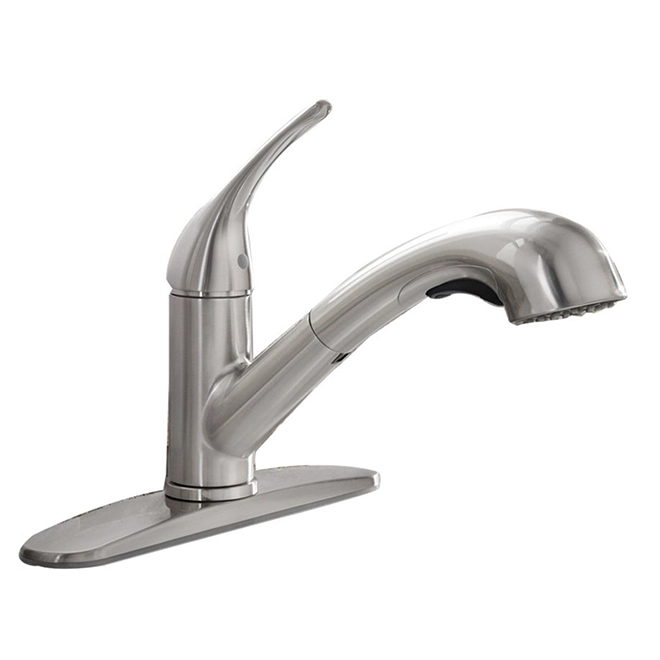 Project Source Pull-Out Kitchen Faucet - 1-Handle - Brushed Nickel 3 Project Source Pull-Out Kitchen Faucet - 1-Handle - Brushed Nickel