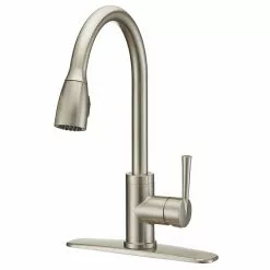 Project Source Kitchen Faucet with Pull-Down Spout - 1 Handle - Brushed Nickel