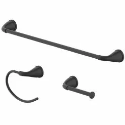 Project Source Dover Matte Black 3-Piece Bath Hardware Kit